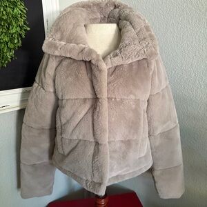 Abercrombie Faux Fur Grey Jacket - Size Small